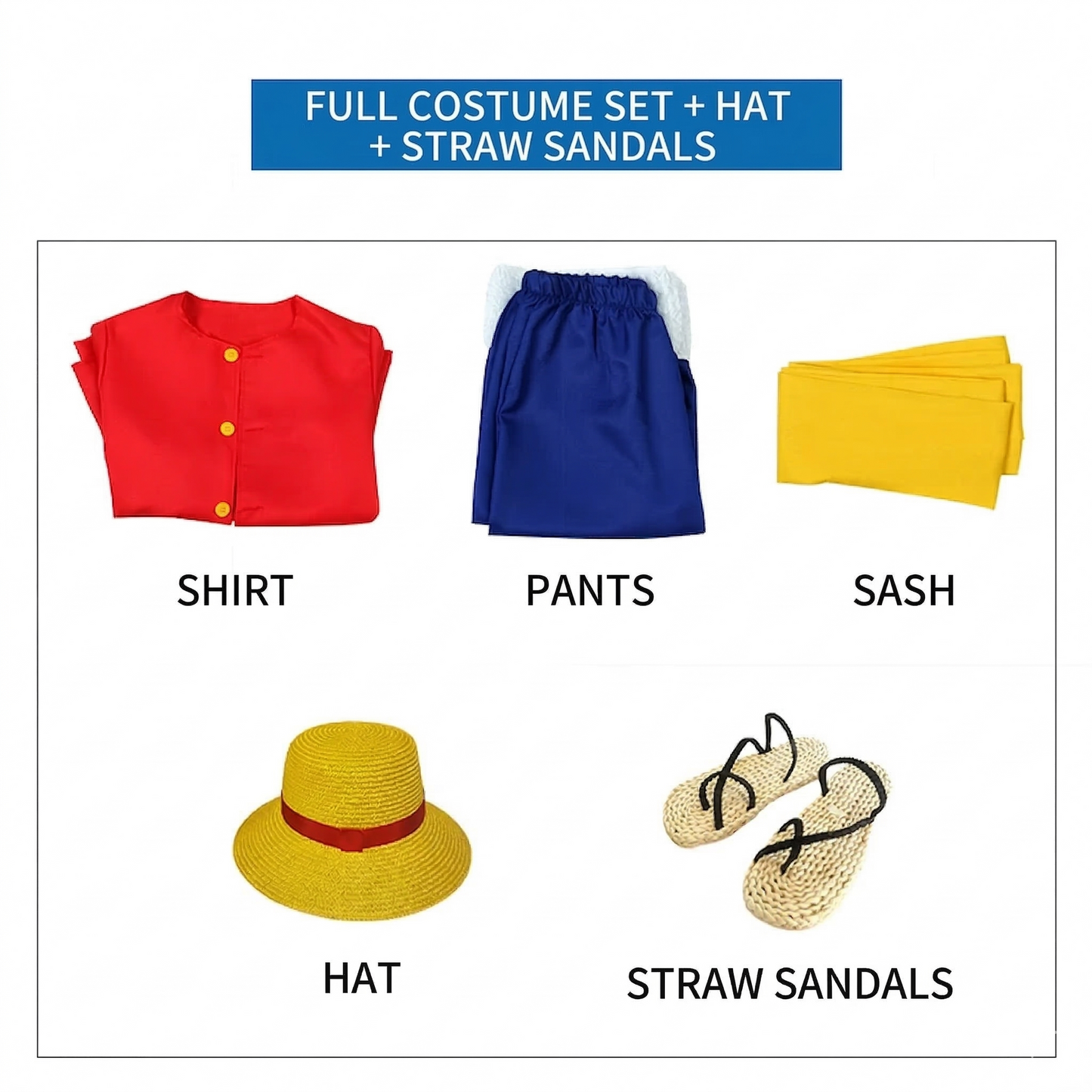 【One Piece】Luffy Cosplay Costume Full Set