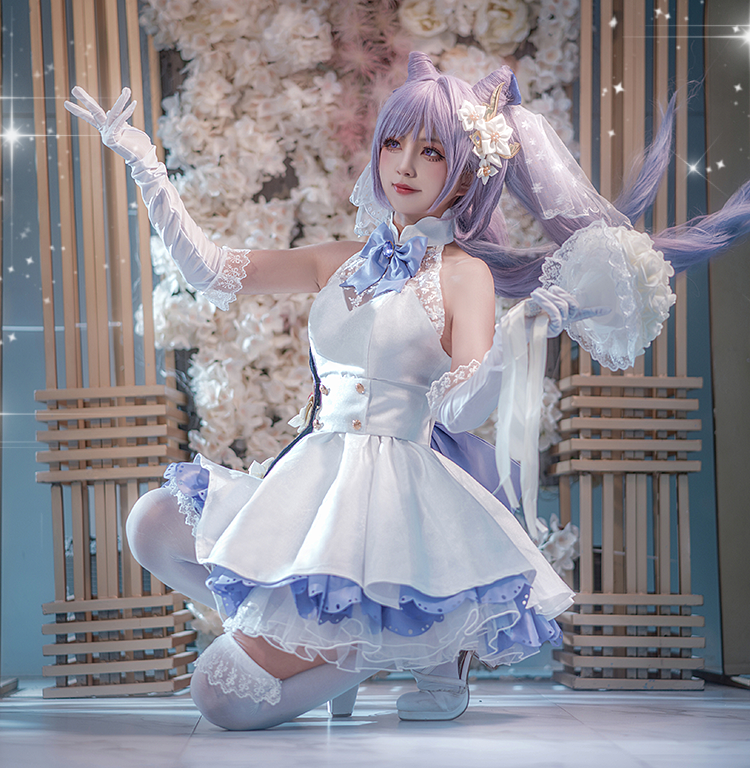 【Genshin Impact】Keqing(Wedding Dress Skin) Cosplay Costume Full Set