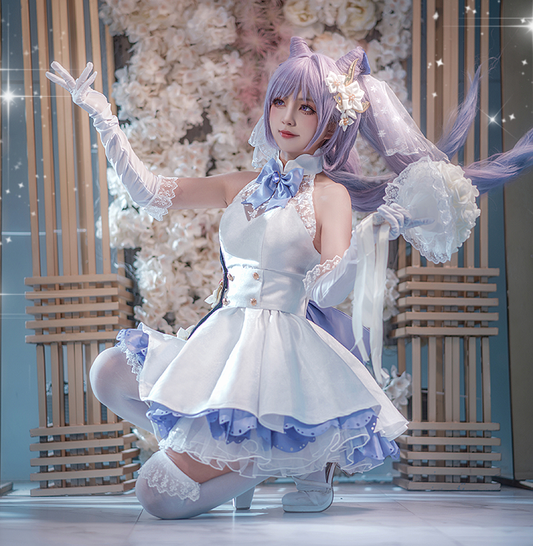 【Genshin Impact】Keqing(Wedding Dress Skin) Cosplay Costume Full Set