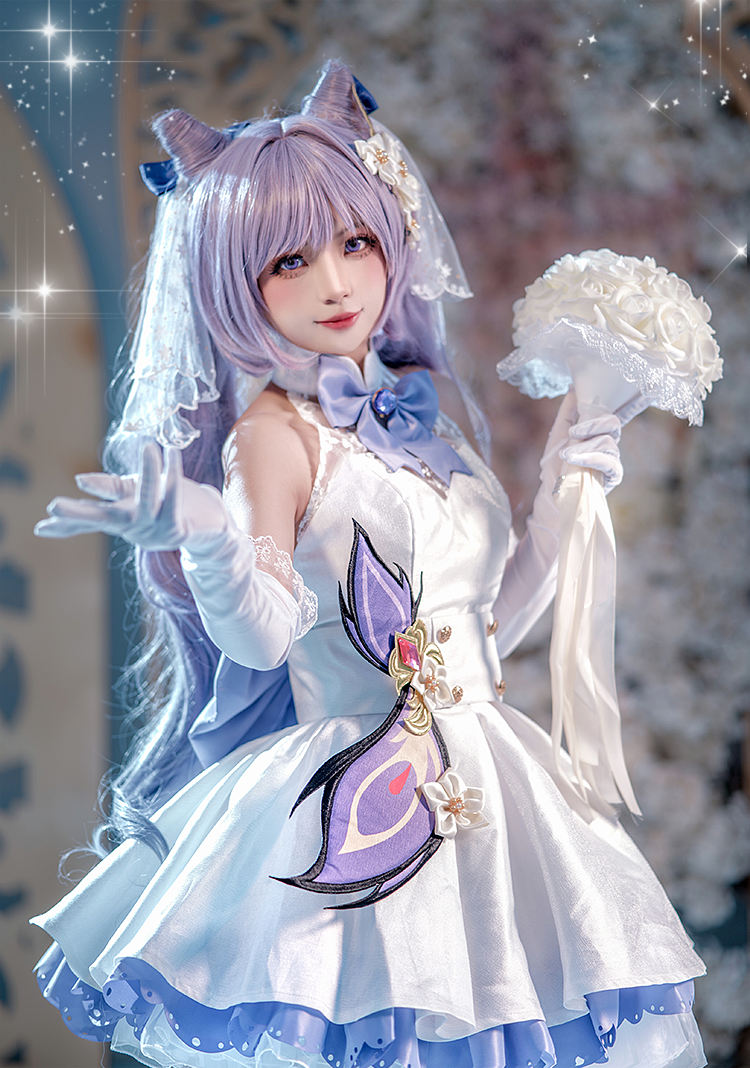 【Genshin Impact】Keqing(Wedding Dress Skin) Cosplay Costume Full Set