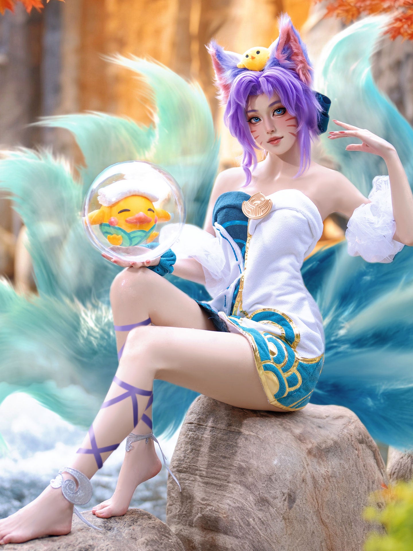 【League of Legends】Spirit Blossom Springs Ahri Cosplay Costume Full Set