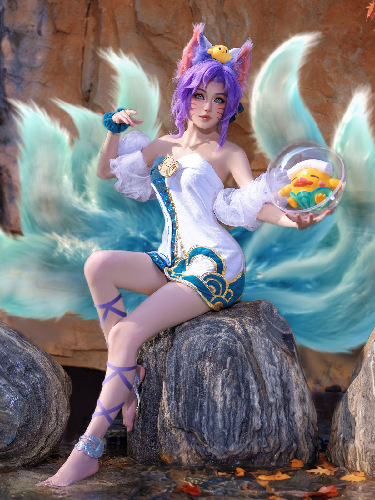 【League of Legends】Spirit Blossom Springs Ahri Cosplay Costume Full Set