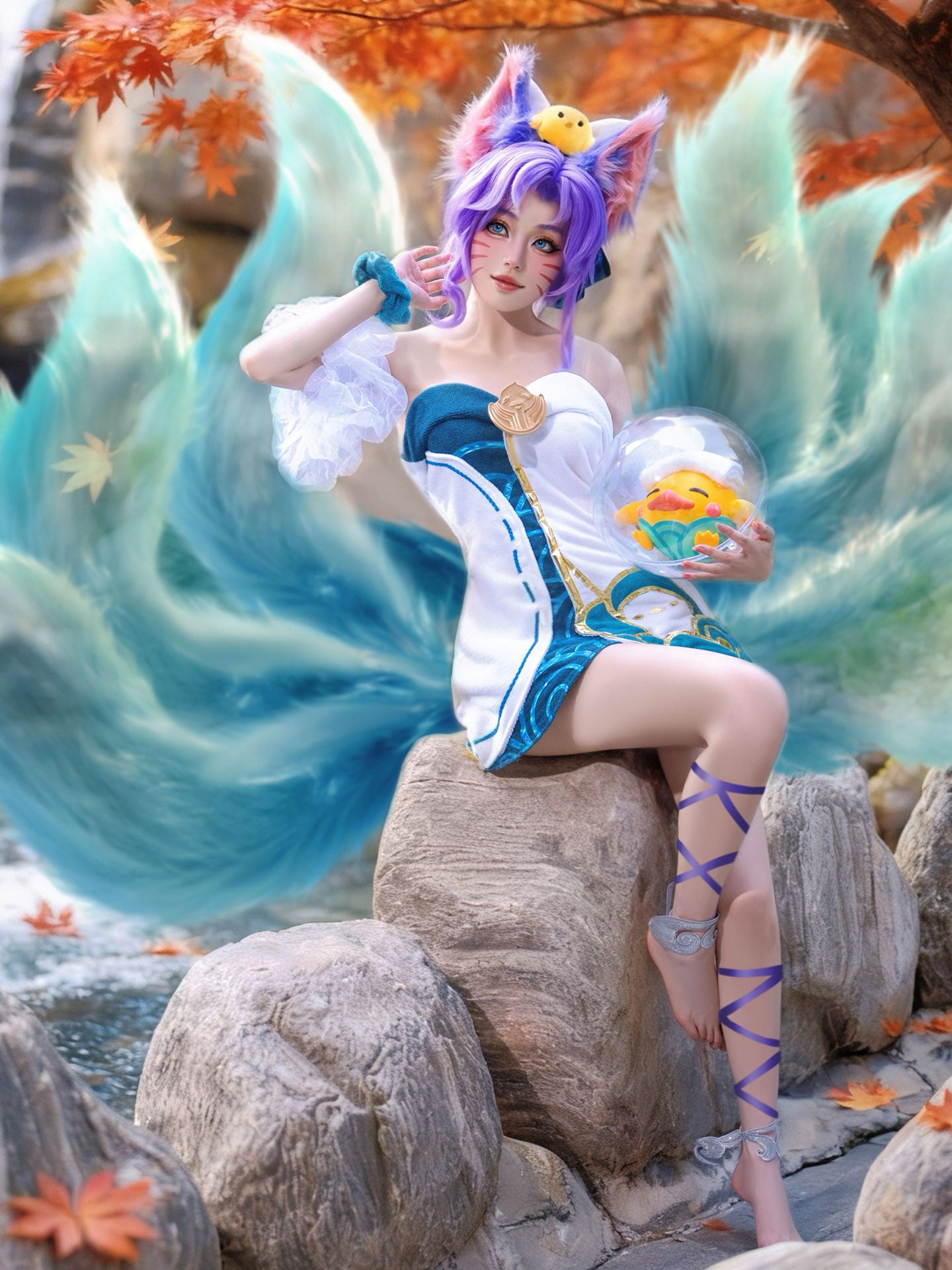 【League of Legends】Spirit Blossom Springs Ahri Cosplay Costume Full Set