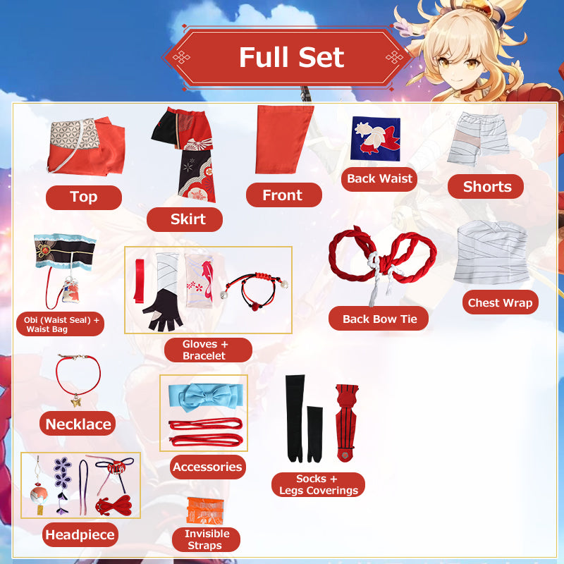【Genshin Impact】Yoimiya Cosplay Costume Full Set