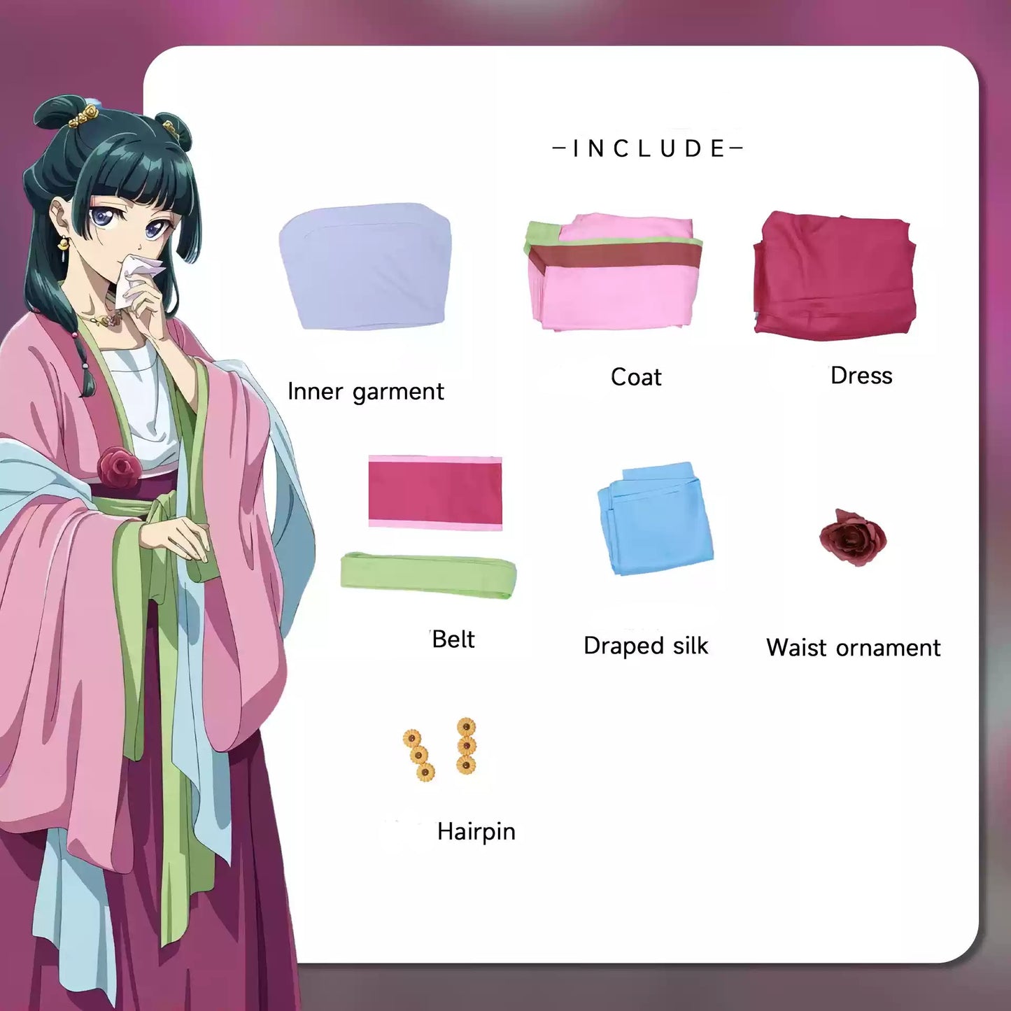 【The Apothecary Diaries】Maomao Dancing Clothes Cosplay Costume Full Set